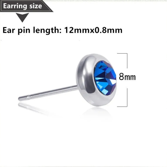 Stainless Steel CZ Stud Earrings for Men & Woman - Picture 7 of 8